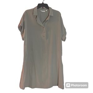 Soft Surroundings 1X Shirt Dress Sage vacation comfort popover Short Sleeve